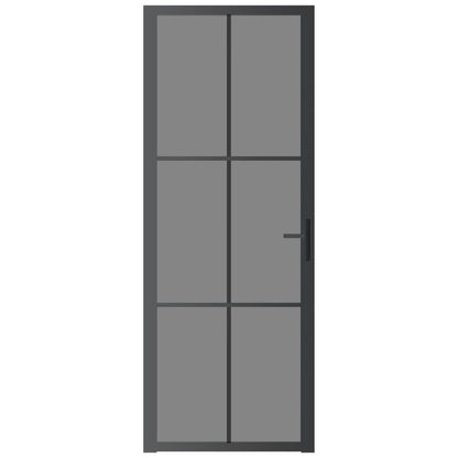 Binnendeur 76X20,5 Cm Esg-Glas En Aluminium Zwart En Donkertransparant 76 x 201.5 cm 3x2 raster