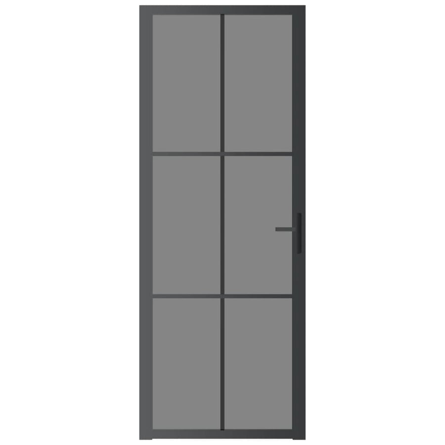 Binnendeur 76X20,5 Cm Esg-Glas En Aluminium Zwart En Donkertransparant 76 x 201.5 cm 3x2 raster