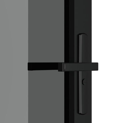 Binnendeur 76X20,5 Cm Esg-Glas En Aluminium Zwart En Donkertransparant 76 x 201.5 cm 3x2 raster