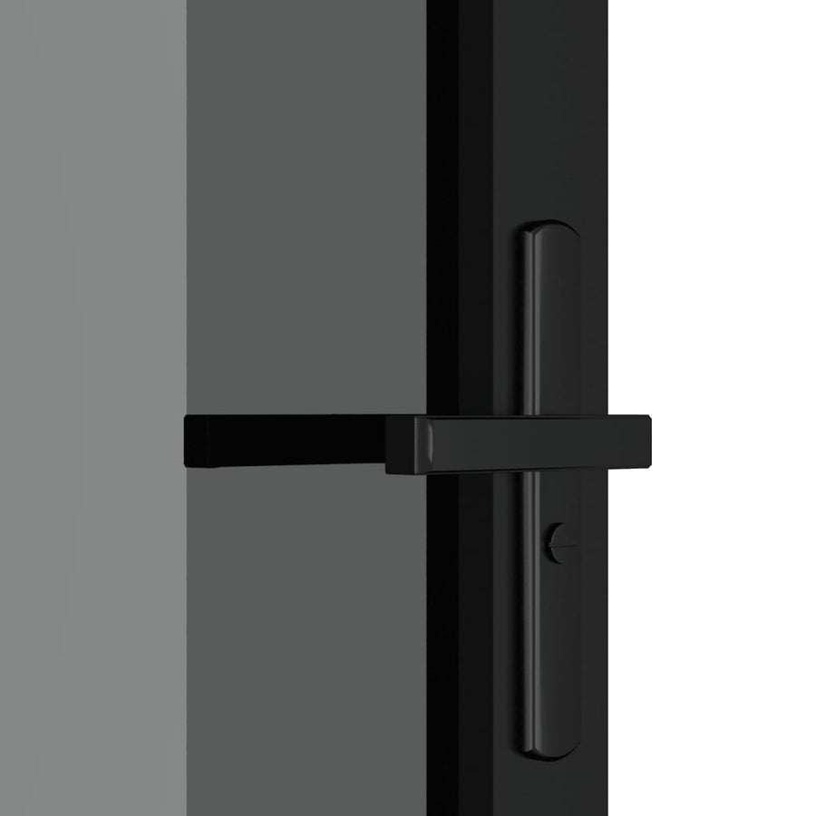 Binnendeur 76X20,5 Cm Esg-Glas En Aluminium Zwart En Donkertransparant 76 x 201.5 cm 3x2 raster