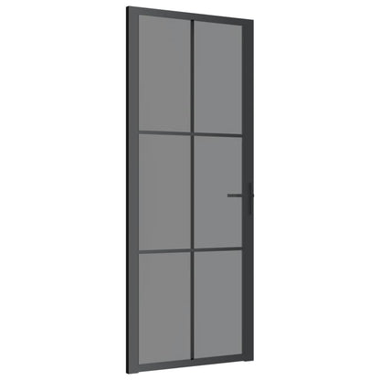 Binnendeur 83X20,5 Cm Esg-Glas En Aluminium Zwart En Donkertransparant 83 x 201.5 cm 3x2 raster