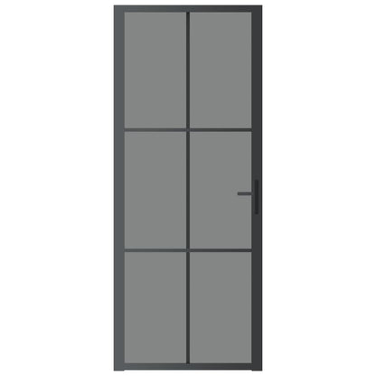 Binnendeur 83X20,5 Cm Esg-Glas En Aluminium Zwart En Donkertransparant 83 x 201.5 cm 3x2 raster