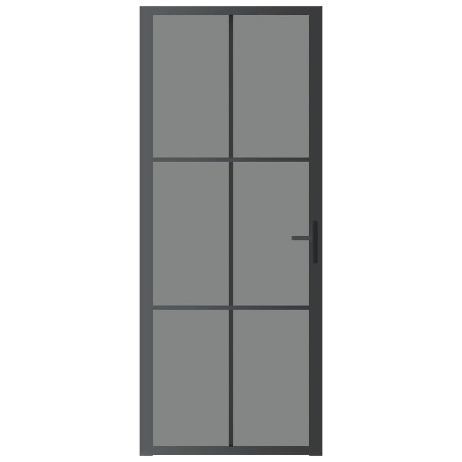 Binnendeur 83X20,5 Cm Esg-Glas En Aluminium Zwart En Donkertransparant 83 x 201.5 cm 3x2 raster