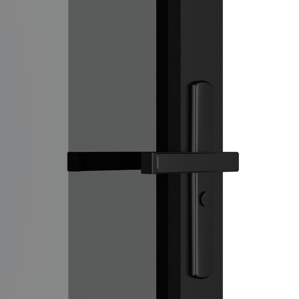 Binnendeur 83X20,5 Cm Esg-Glas En Aluminium Zwart En Donkertransparant 83 x 201.5 cm 3x2 raster