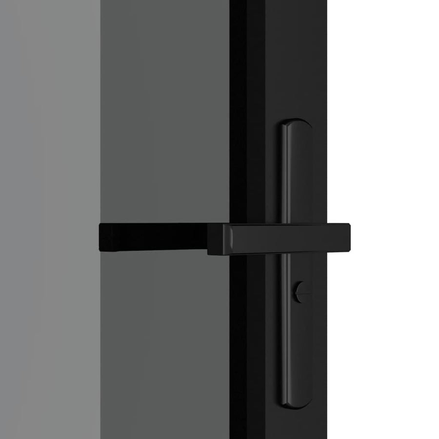Binnendeur 83X20,5 Cm Esg-Glas En Aluminium Zwart En Donkertransparant 83 x 201.5 cm 3x2 raster
