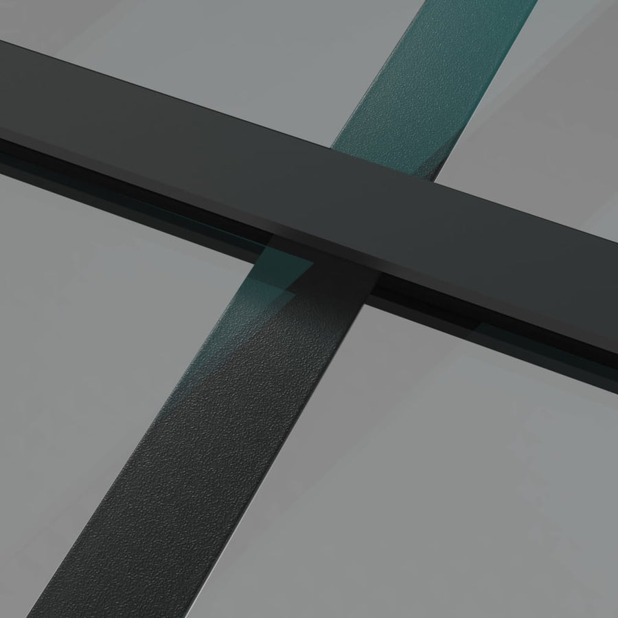Binnendeur 83X20,5 Cm Esg-Glas En Aluminium Zwart En Donkertransparant 83 x 201.5 cm 3x2 raster