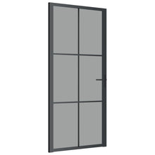 Binnendeur 93X20,5 Cm Esg-Glas En Aluminium Zwart En Donkertransparant 93 x 201.5 cm 3x2 raster