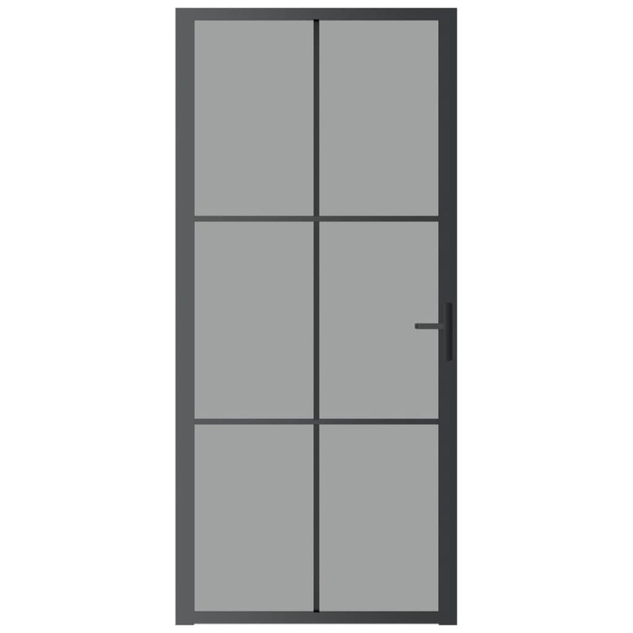 Binnendeur 93X20,5 Cm Esg-Glas En Aluminium Zwart En Donkertransparant 93 x 201.5 cm 3x2 raster