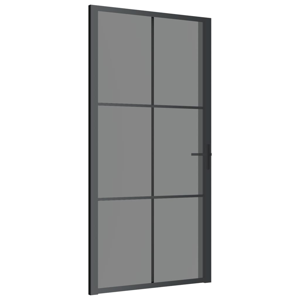Binnendeur 02,5X20,5 Cm Esg-Glas En Aluminium Zwart En Donkertransparant 102.5 x 201.5 cm 3x2 raster