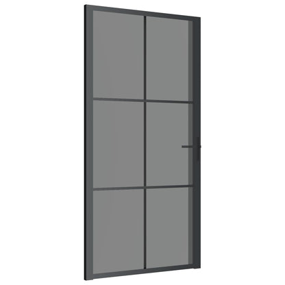 Binnendeur 02,5X20,5 Cm Esg-Glas En Aluminium Zwart En Donkertransparant 102.5 x 201.5 cm 3x2 raster