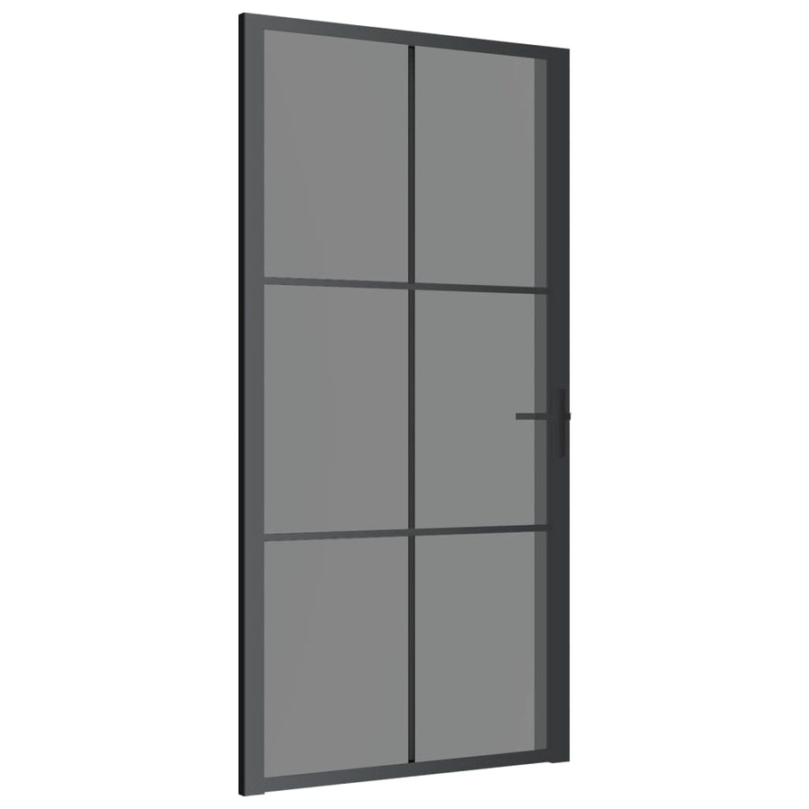 Binnendeur 02,5X20,5 Cm Esg-Glas En Aluminium Zwart En Donkertransparant 102.5 x 201.5 cm 3x2 raster