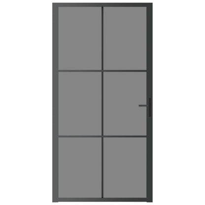 Binnendeur 02,5X20,5 Cm Esg-Glas En Aluminium Zwart En Donkertransparant 102.5 x 201.5 cm 3x2 raster