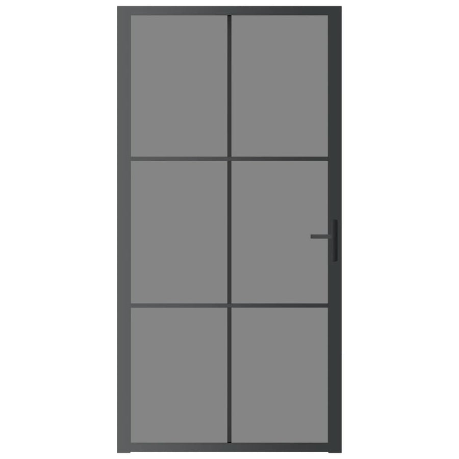 Binnendeur 02,5X20,5 Cm Esg-Glas En Aluminium Zwart En Donkertransparant 102.5 x 201.5 cm 3x2 raster