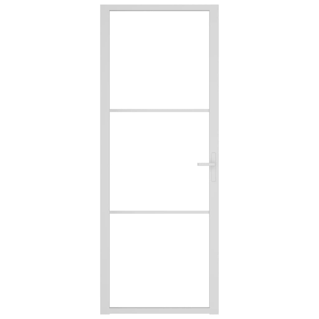 Binnendeur 76X20,5 Cm Esg-Glas En Aluminium Wit En Transparant 76 x 201.5 cm 2 horizontale stangen