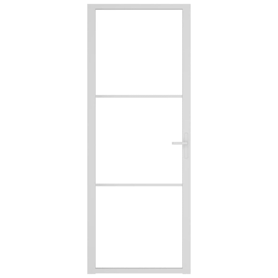 Binnendeur 76X20,5 Cm Esg-Glas En Aluminium Wit En Transparant 76 x 201.5 cm 2 horizontale stangen