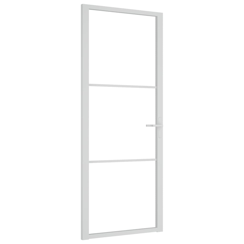 Binnendeur 83X20,5 Cm Esg-Glas En Aluminium Wit En Transparant 83 x 201.5 cm 2 horizontale stangen