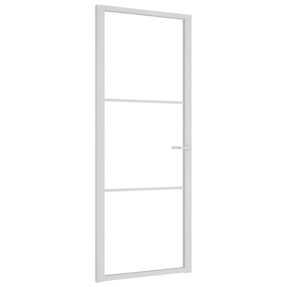 Binnendeur 83X20,5 Cm Esg-Glas En Aluminium Wit En Transparant 83 x 201.5 cm 2 horizontale stangen