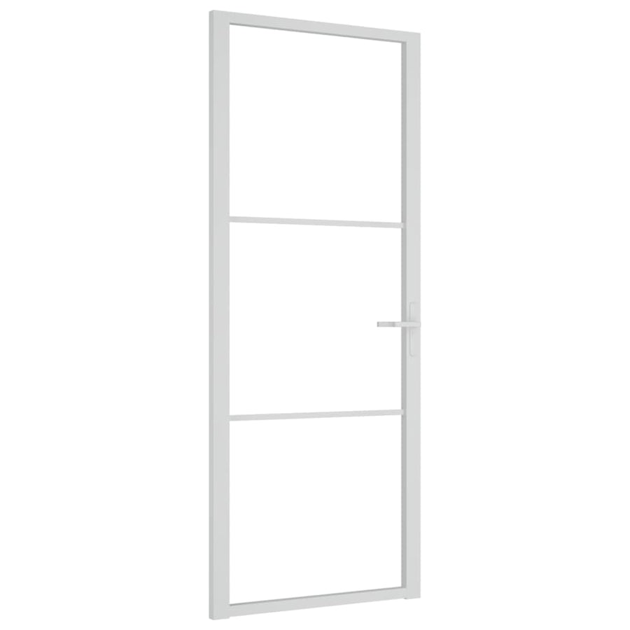 Binnendeur 83X20,5 Cm Esg-Glas En Aluminium Wit En Transparant 83 x 201.5 cm 2 horizontale stangen