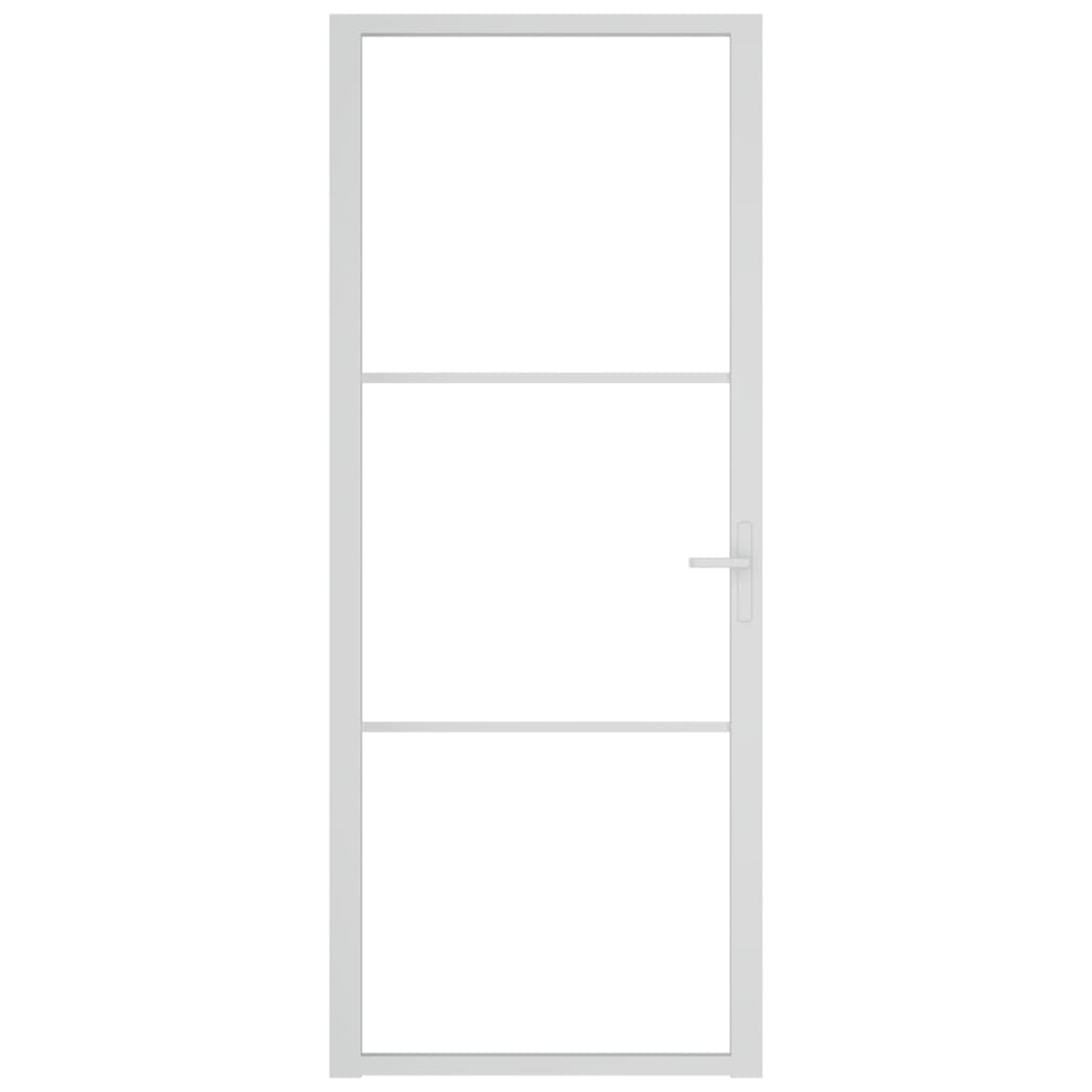 Binnendeur 83X20,5 Cm Esg-Glas En Aluminium Wit En Transparant 83 x 201.5 cm 2 horizontale stangen