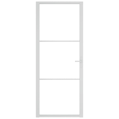 Binnendeur 83X20,5 Cm Esg-Glas En Aluminium Wit En Transparant 83 x 201.5 cm 2 horizontale stangen