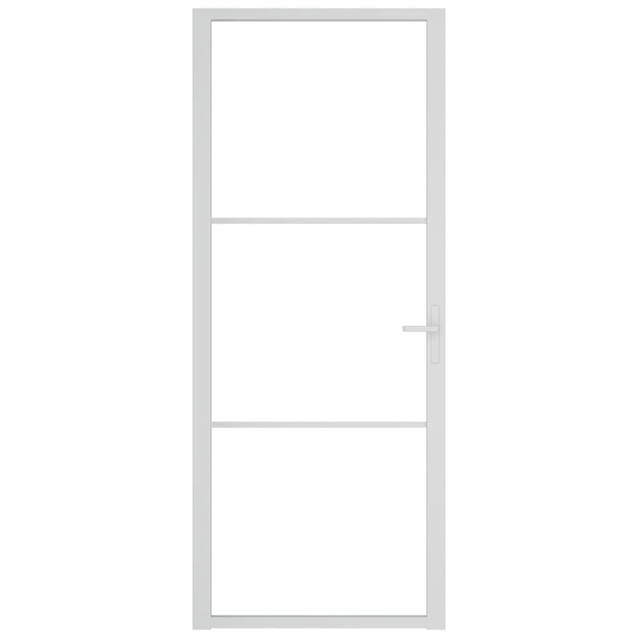 Binnendeur 83X20,5 Cm Esg-Glas En Aluminium Wit En Transparant 83 x 201.5 cm 2 horizontale stangen