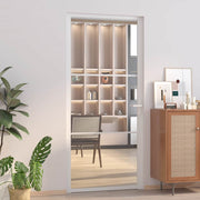 Binnendeur 93x201,5 cm aluminium wit ESG-glas