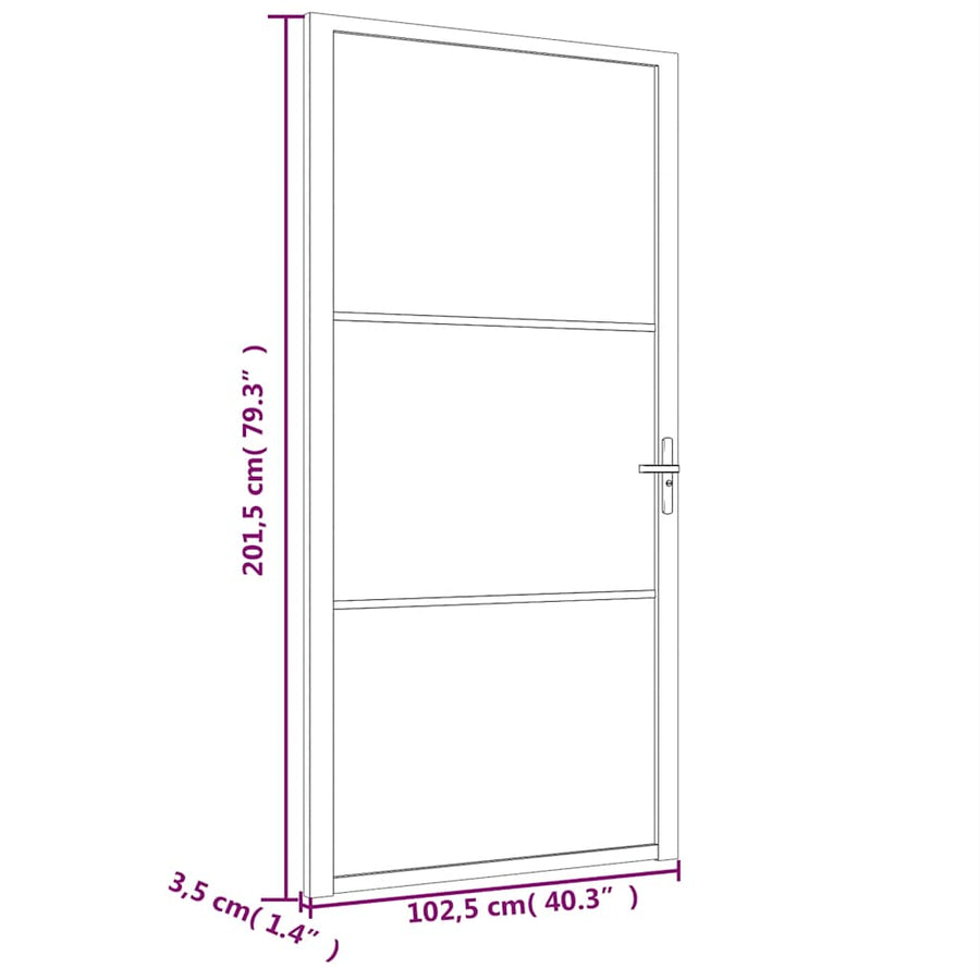 Binnendeur 102,5X201,5 Cm Esg-Glas En Aluminium 1