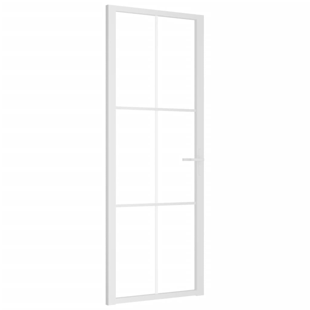 Binnendeur 76X20,5 Cm Esg-Glas En Aluminium Wit En Transparant 76 x 201.5 cm 3x2 raster