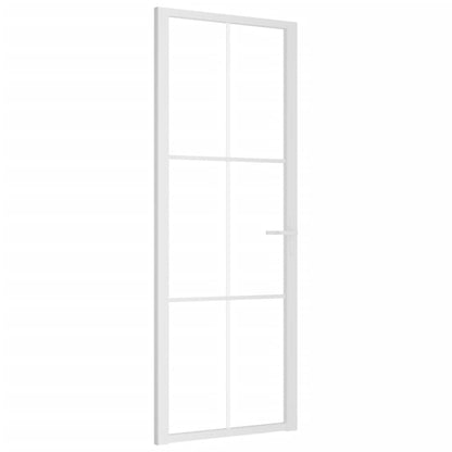 Binnendeur 76X20,5 Cm Esg-Glas En Aluminium Wit En Transparant 76 x 201.5 cm 3x2 raster
