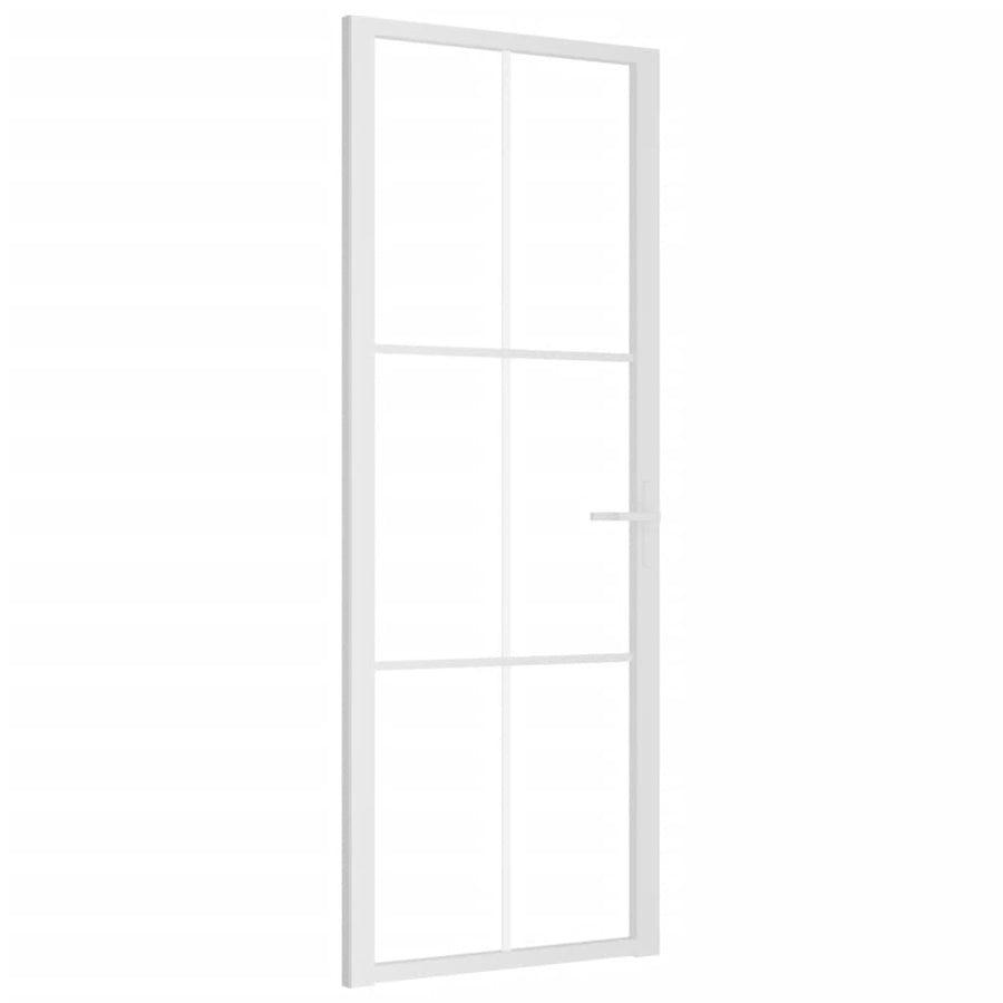 Binnendeur 76X20,5 Cm Esg-Glas En Aluminium Wit En Transparant 76 x 201.5 cm 3x2 raster