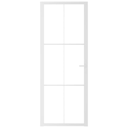 Binnendeur 76X20,5 Cm Esg-Glas En Aluminium Wit En Transparant 76 x 201.5 cm 3x2 raster