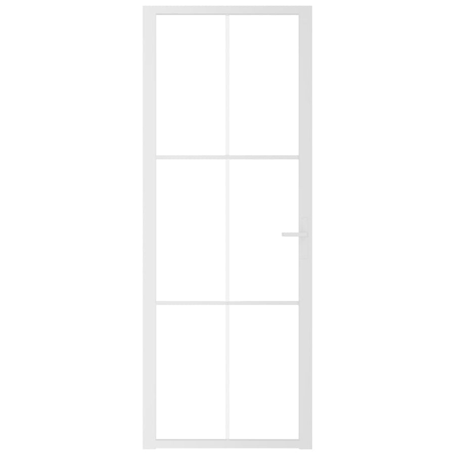 Binnendeur 76X20,5 Cm Esg-Glas En Aluminium Wit En Transparant 76 x 201.5 cm 3x2 raster