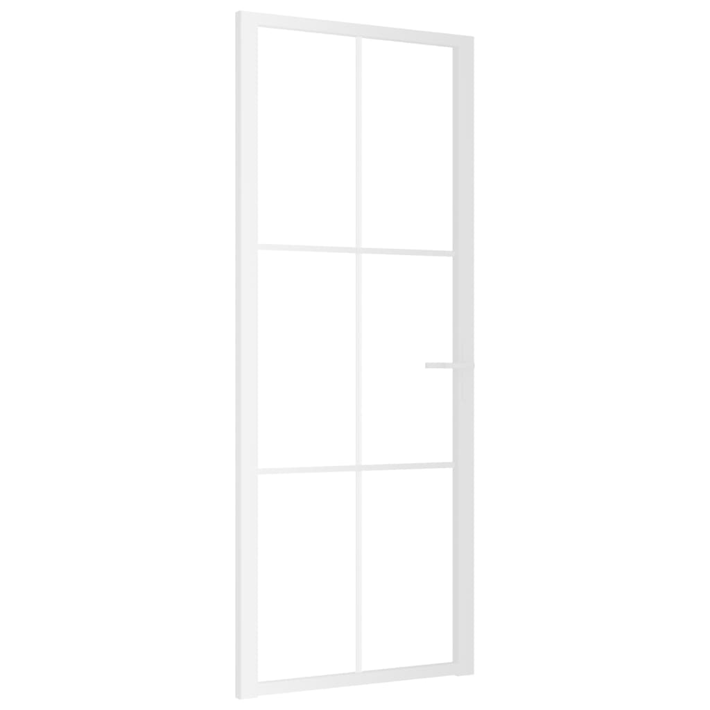 Binnendeur 83X20,5 Cm Esg-Glas En Aluminium Wit En Transparant 83 x 201.5 cm 3x2 raster