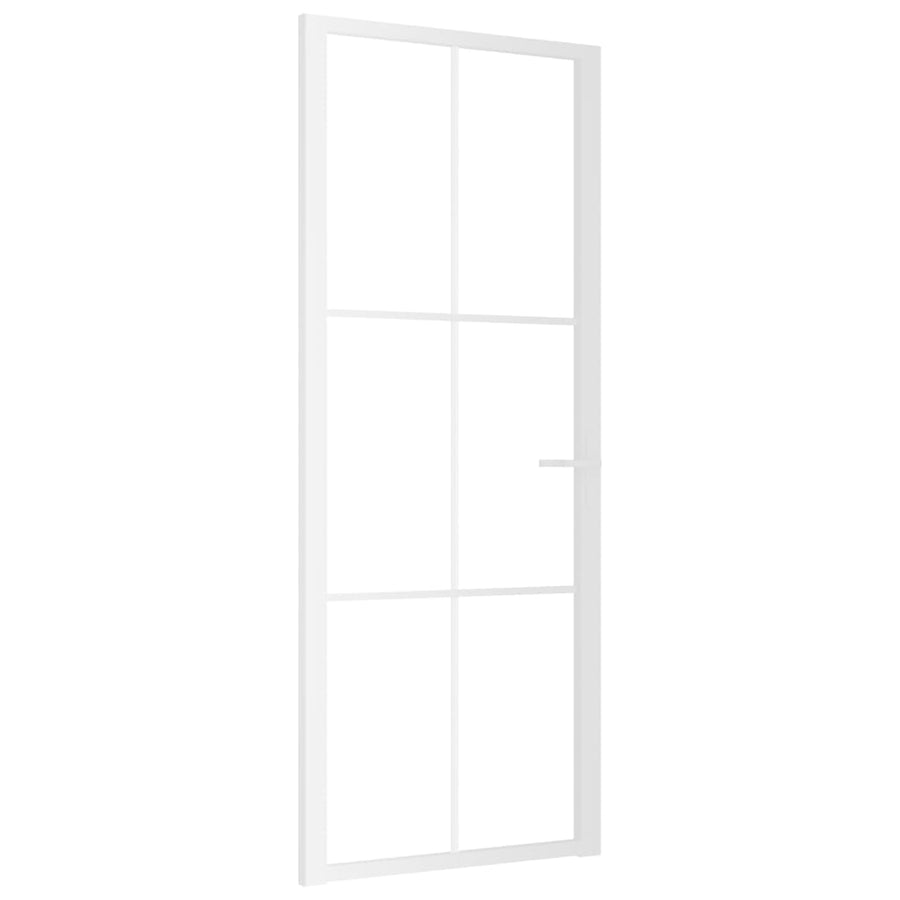 Binnendeur 83X20,5 Cm Esg-Glas En Aluminium Wit En Transparant 83 x 201.5 cm 3x2 raster