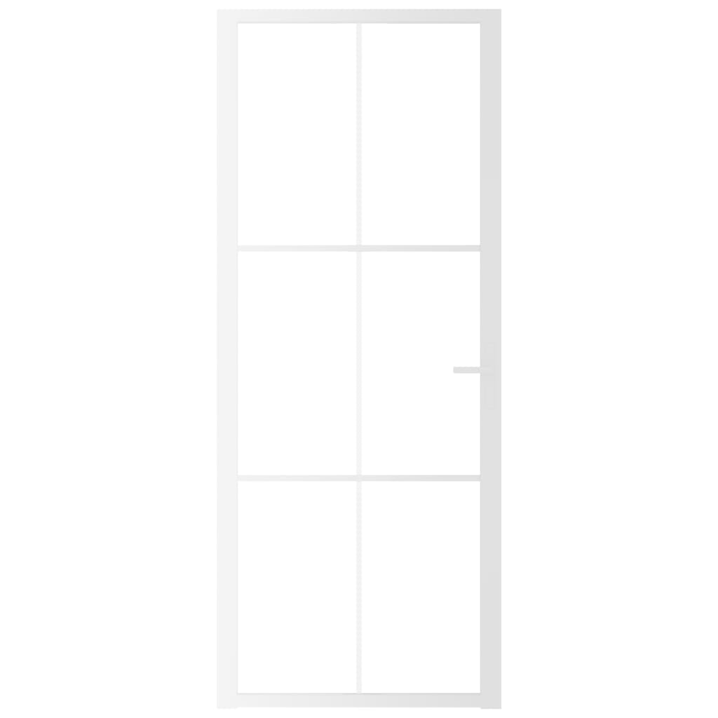 Binnendeur 83X20,5 Cm Esg-Glas En Aluminium Wit En Transparant 83 x 201.5 cm 3x2 raster