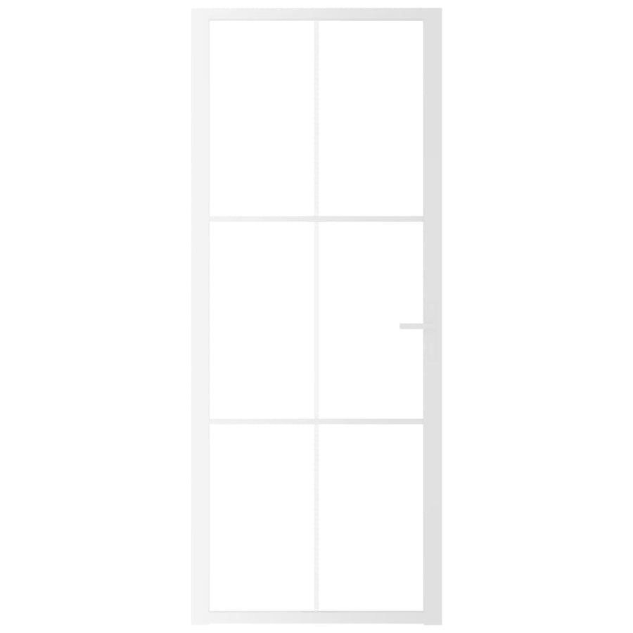 Binnendeur 83X20,5 Cm Esg-Glas En Aluminium Wit En Transparant 83 x 201.5 cm 3x2 raster