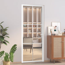 Binnendeur 83X20,5 Cm Esg-Glas En Aluminium Wit En Transparant 83 x 201.5 cm 3x2 raster