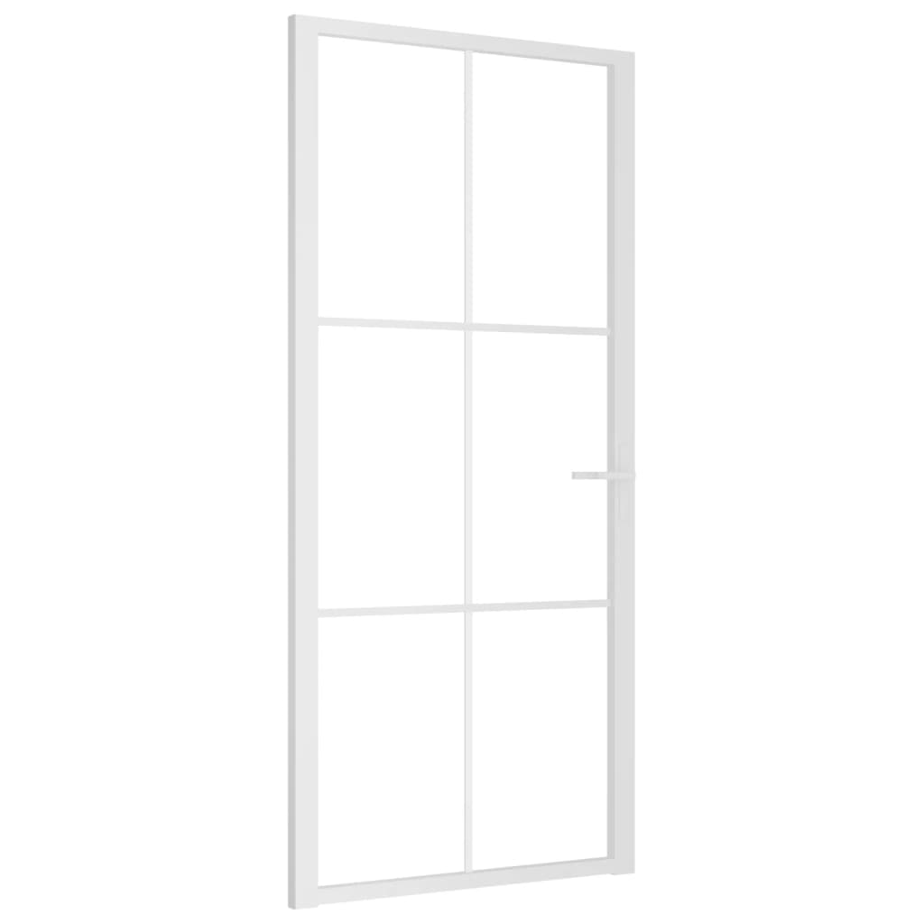 Binnendeur 93X20,5 Cm Esg-Glas En Aluminium Wit En Transparant 93 x 201.5 cm 3x2 raster