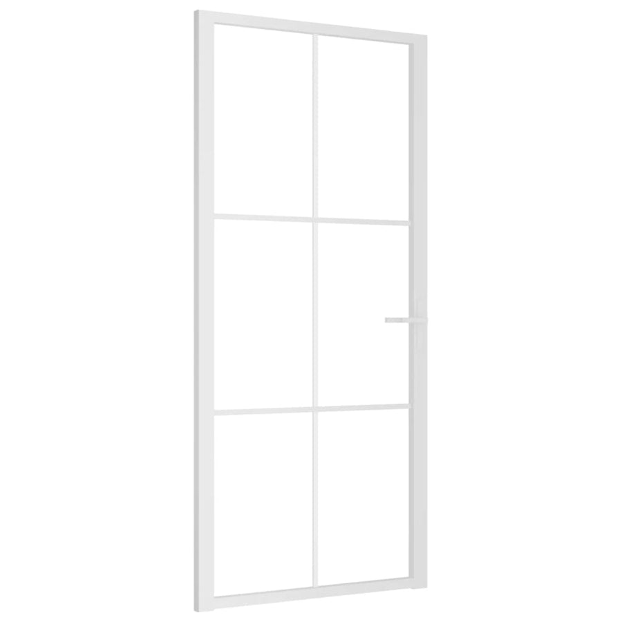 Binnendeur 93X20,5 Cm Esg-Glas En Aluminium Wit En Transparant 93 x 201.5 cm 3x2 raster