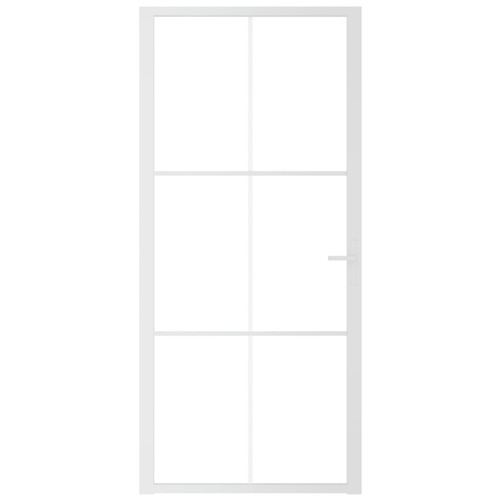 Binnendeur 93X20,5 Cm Esg-Glas En Aluminium Wit En Transparant 93 x 201.5 cm 3x2 raster