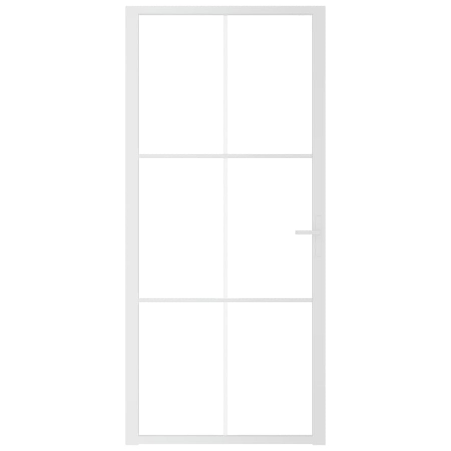 Binnendeur 93X20,5 Cm Esg-Glas En Aluminium Wit En Transparant 93 x 201.5 cm 3x2 raster