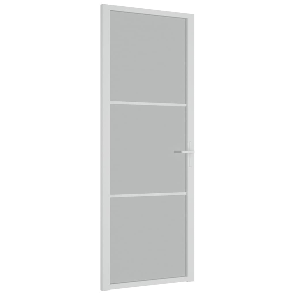 Binnendeur 76X20,5 Cm Glas En Aluminium Wit En Mat 76 x 201.5 cm 2 horizontale stangen