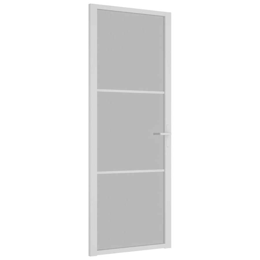 Binnendeur 76X20,5 Cm Glas En Aluminium Wit En Mat 76 x 201.5 cm 2 horizontale stangen