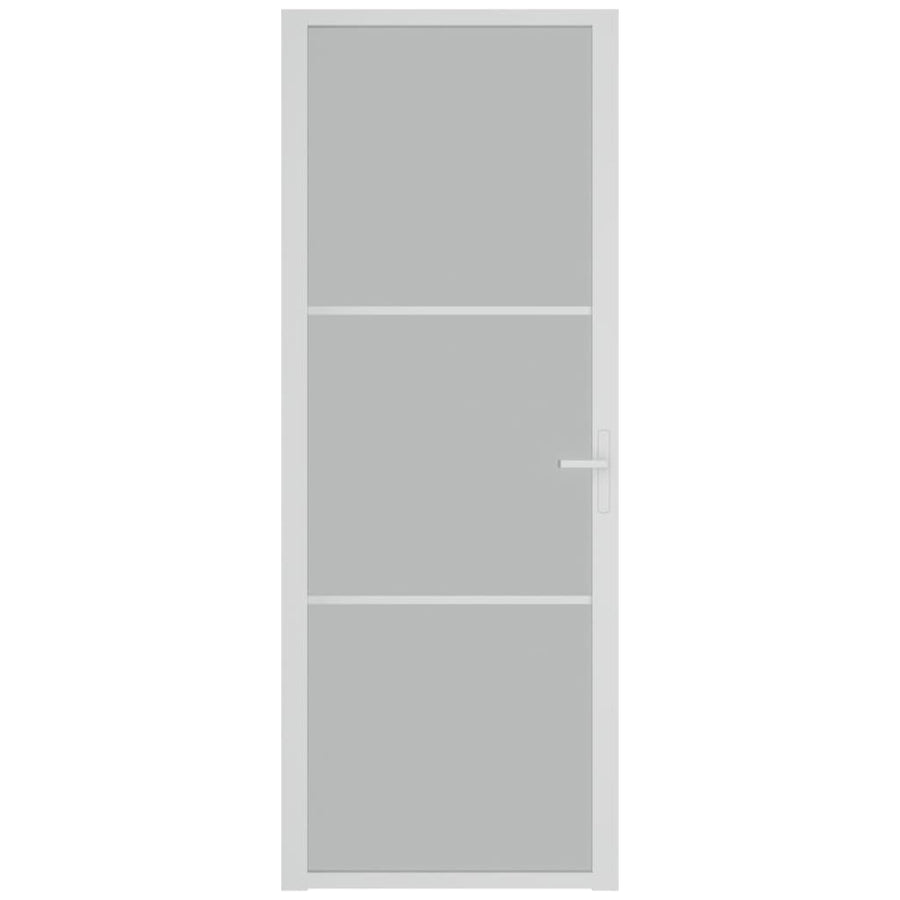 Binnendeur 76X20,5 Cm Glas En Aluminium Wit En Mat 76 x 201.5 cm 2 horizontale stangen