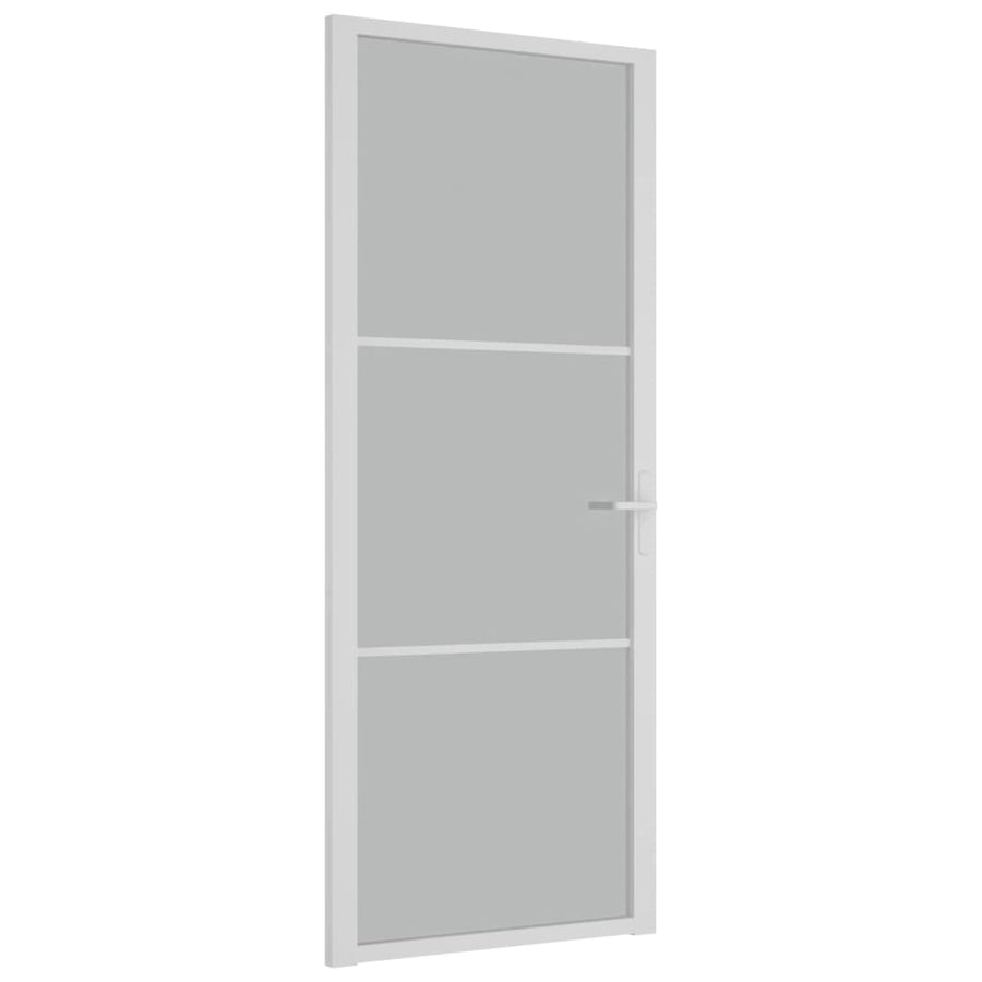 Binnendeur 83X20,5 Cm Glas En Aluminium Wit En Mat 83 x 201.5 cm 2 horizontale stangen
