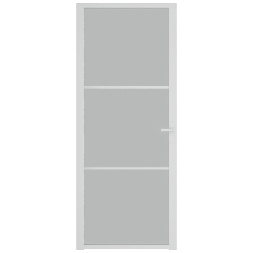 Binnendeur 83X20,5 Cm Glas En Aluminium Wit En Mat 83 x 201.5 cm 2 horizontale stangen