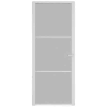 Binnendeur 83X20,5 Cm Glas En Aluminium Wit En Mat 83 x 201.5 cm 2 horizontale stangen