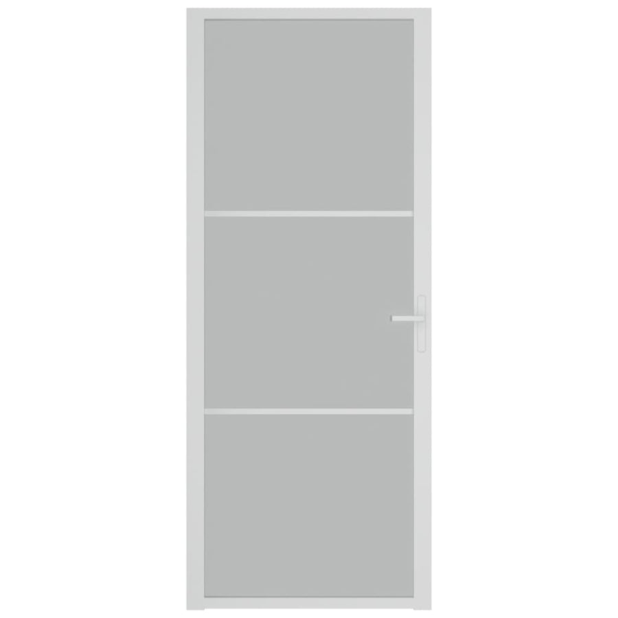 Binnendeur 83X20,5 Cm Glas En Aluminium Wit En Mat 83 x 201.5 cm 2 horizontale stangen
