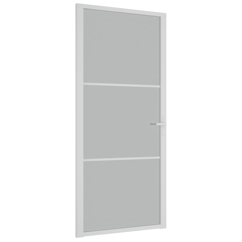 Binnendeur 93X20,5 Cm Glas En Aluminium Wit En Mat 93 x 201.5 cm 2 horizontale stangen