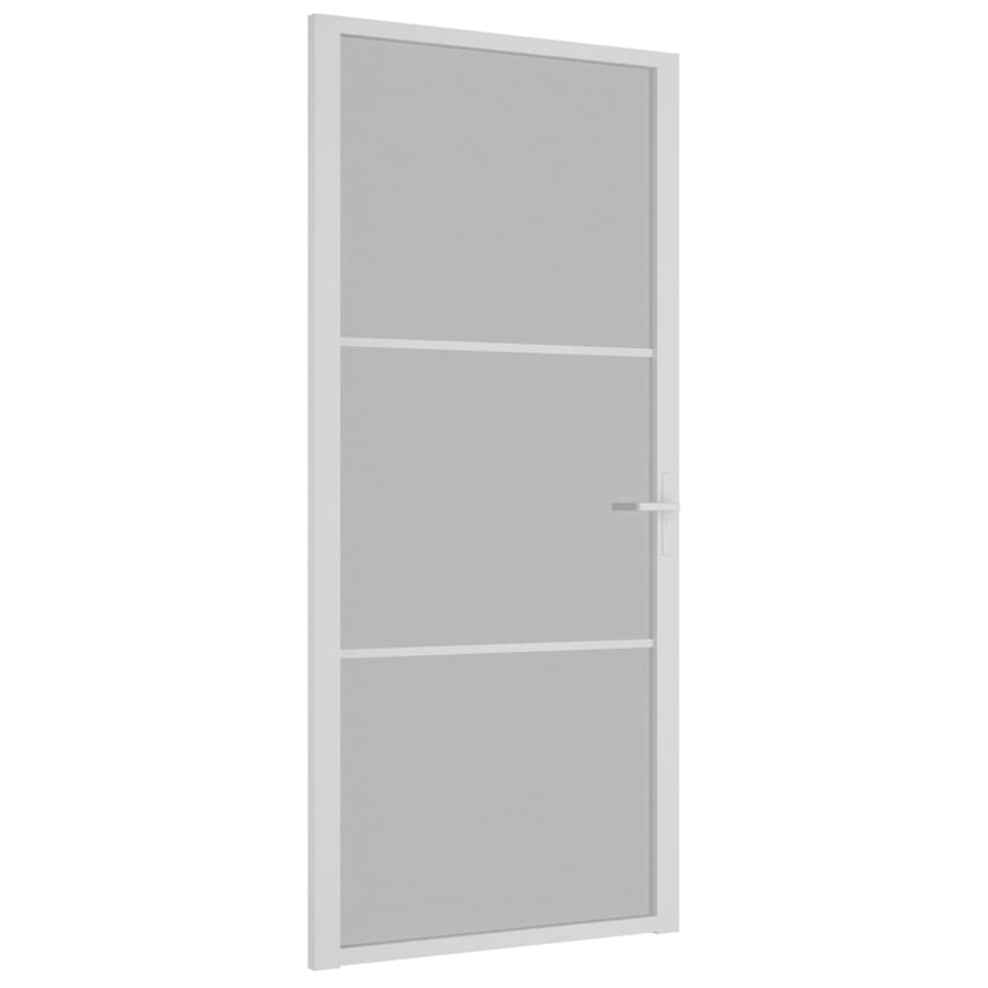 Binnendeur 93X20,5 Cm Glas En Aluminium Wit En Mat 93 x 201.5 cm 2 horizontale stangen